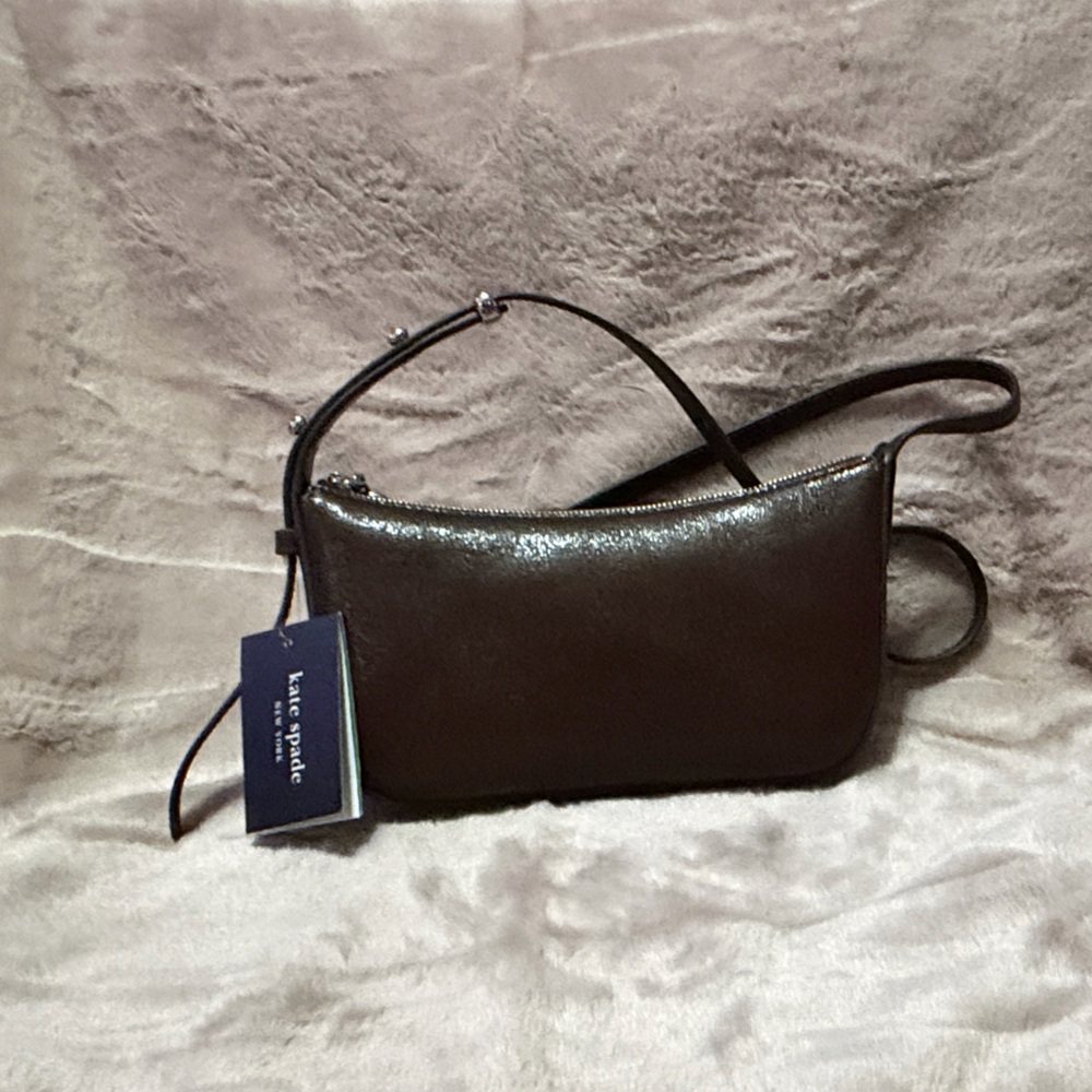 kate spade Halo Glazed leather crossbody bag in hot fudge